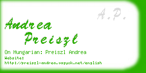 andrea preiszl business card